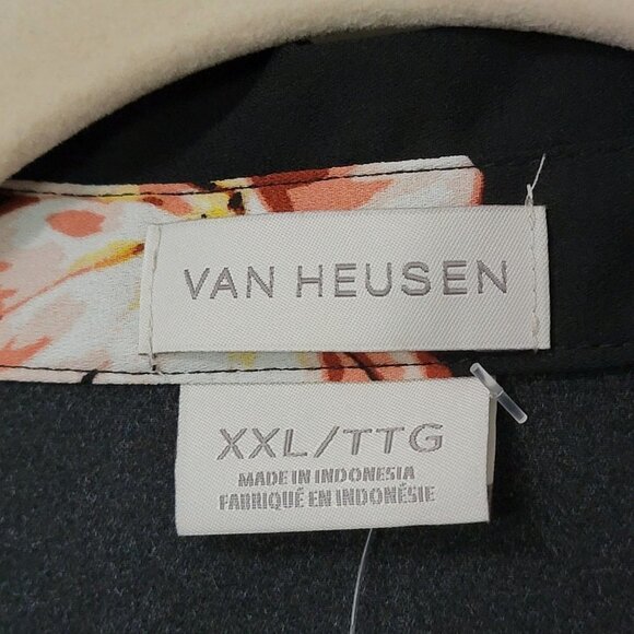 Van Heusen Black Floral Boho Lightweight Semi Sheer Popover Blouse Top XXL 2XL - Picture 9 of 11